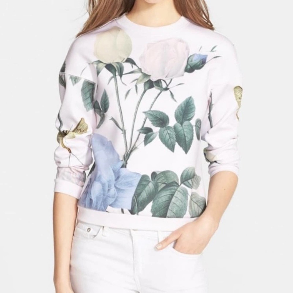 Ted Baker London Pale Pink Floral Print Sweatshirt
